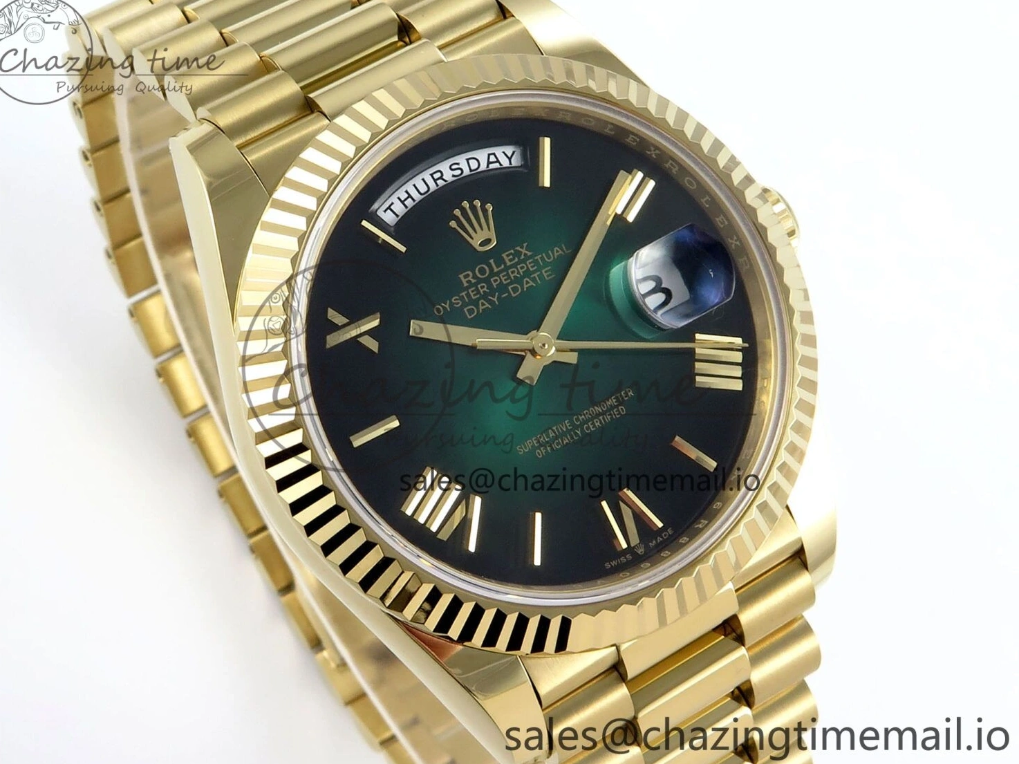 Best AAA Replica Sites Green Weight) 803 1:1 on Edition Effortless Bracelet 228238 (Gain Ombre Date President Noob Day 40 YG A2836 Roman Dial Best 1226